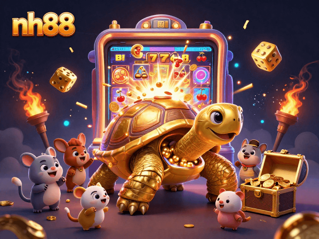 Experience thrilling gameplay at nh88 with a 3D colossal tortoise pinball machine surrounded by slot excitement.