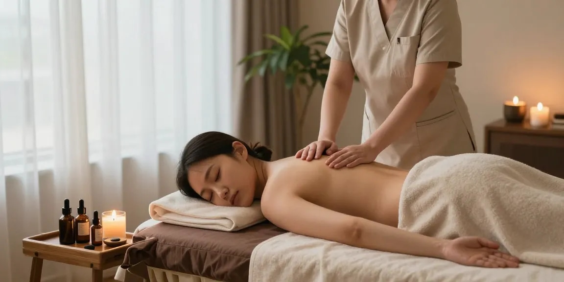 인천출장마사지 service experience in a serene spa environment with soothing elements for relaxation.