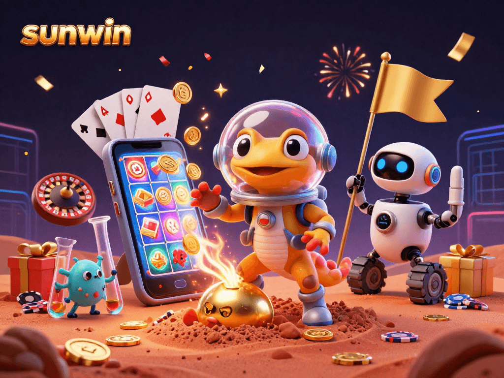 sunwin engages players with thrilling slot games amidst a vibrant cosmic celebration.