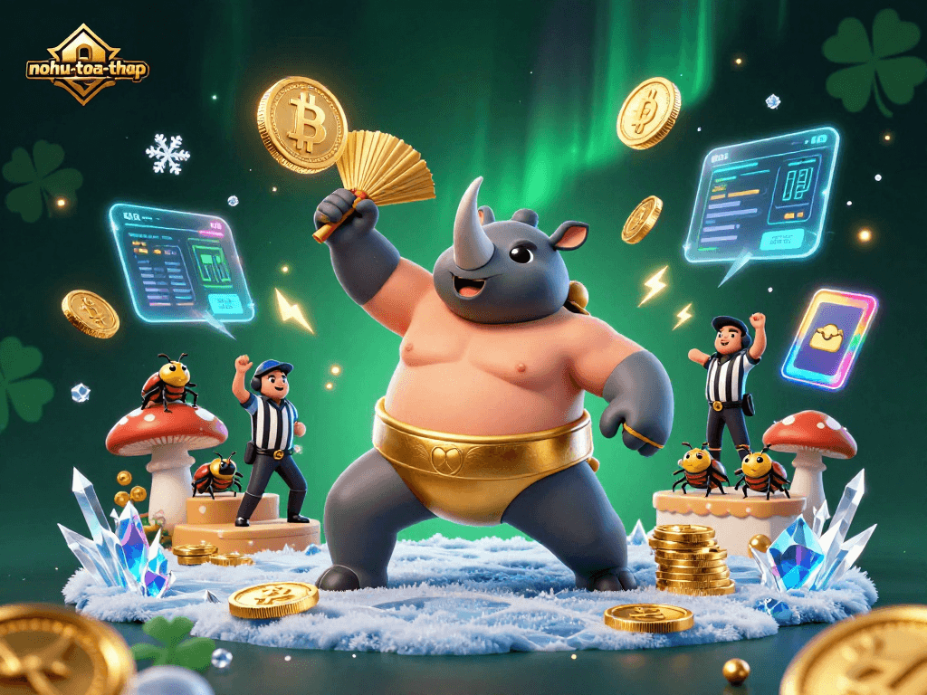 Experience excitement with nohu-toa-thap as the sumo champion beetle sends golden coins flying!