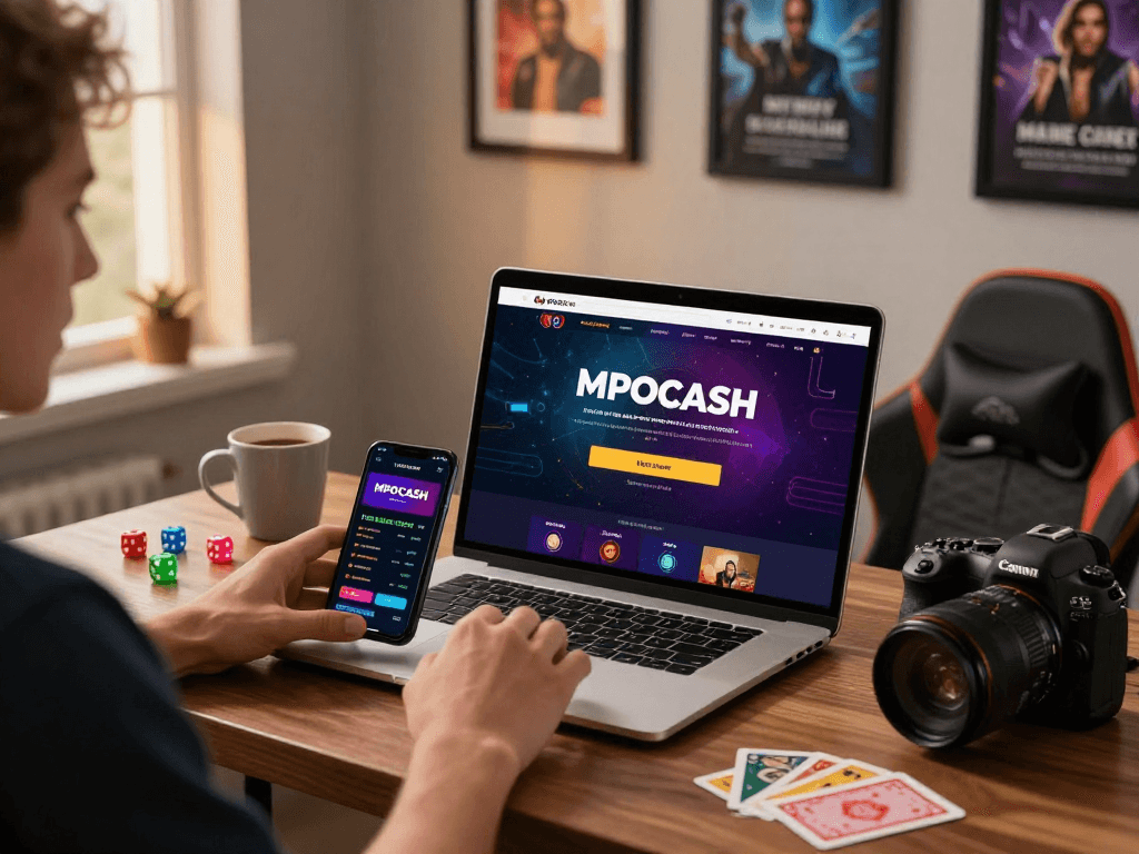 Engaging online gaming environment showcasing MPOCASH login experience with colorful gaming elements and warm ambiance.