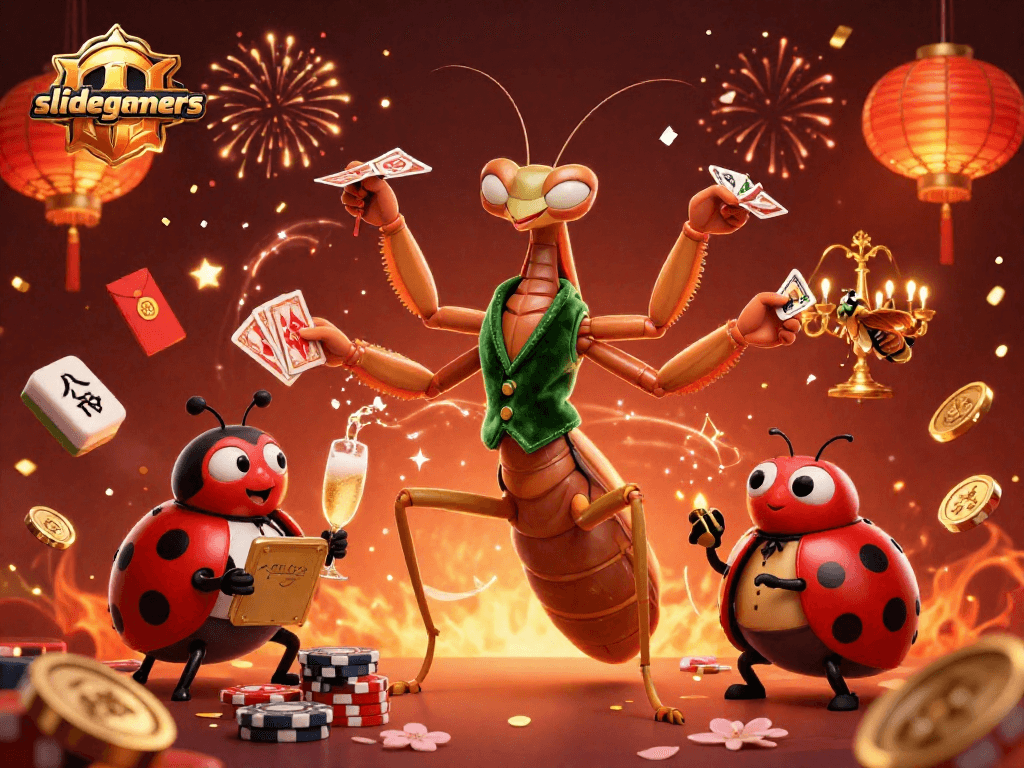Experience thrilling gameplay with slidegamers featuring animated characters in a vibrant casino scene.