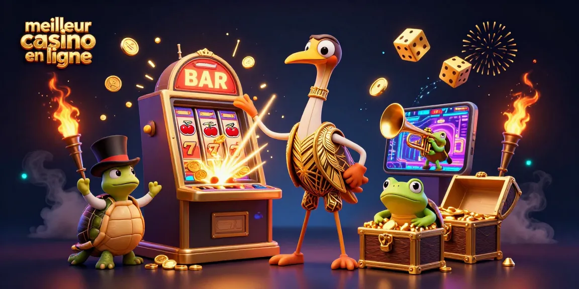 Profitez de jeux au meilleur casino en ligne avec une machine à sous éclatante et des personnages colorés.