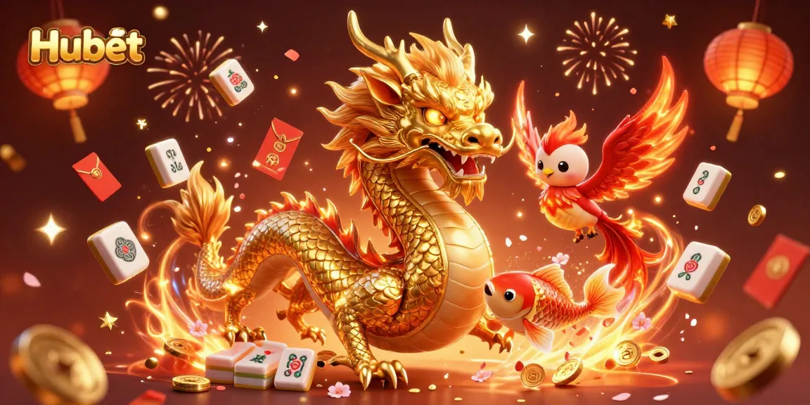 Experience thrilling gameplay at Hubet with vibrant visuals of a dragon and phoenix in an exciting casino setting.
