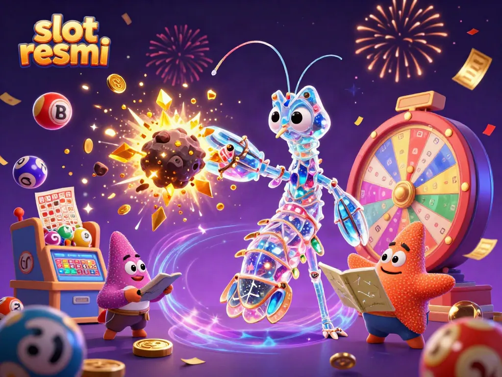 Experience the thrill of slot resmi with a galactic mantis shrimp and starfish in an explosive casino setting.