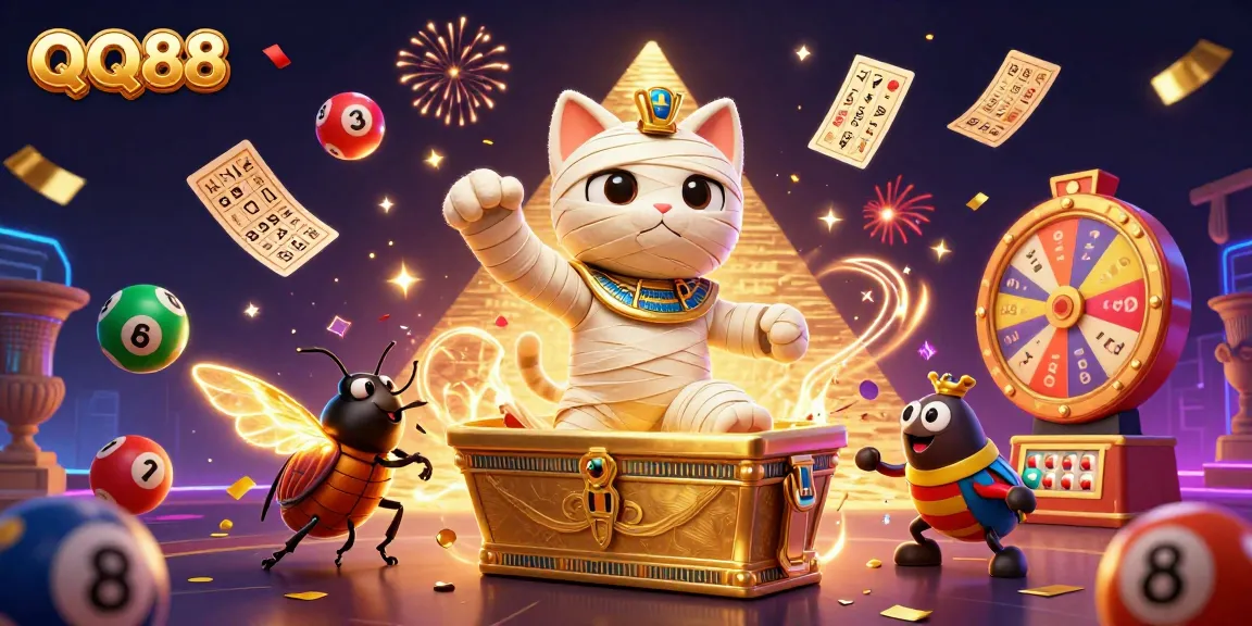 Engage with QQ88's thrilling gaming experience featuring vibrant casino elements and characters.