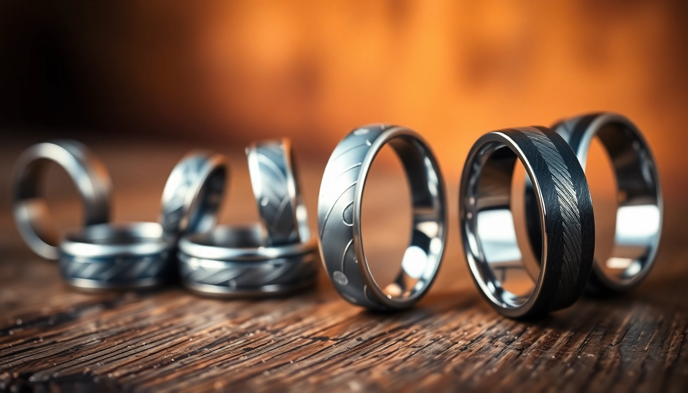 Showcasing Unique Wedding Bands for Men with distinctive materials and designs.