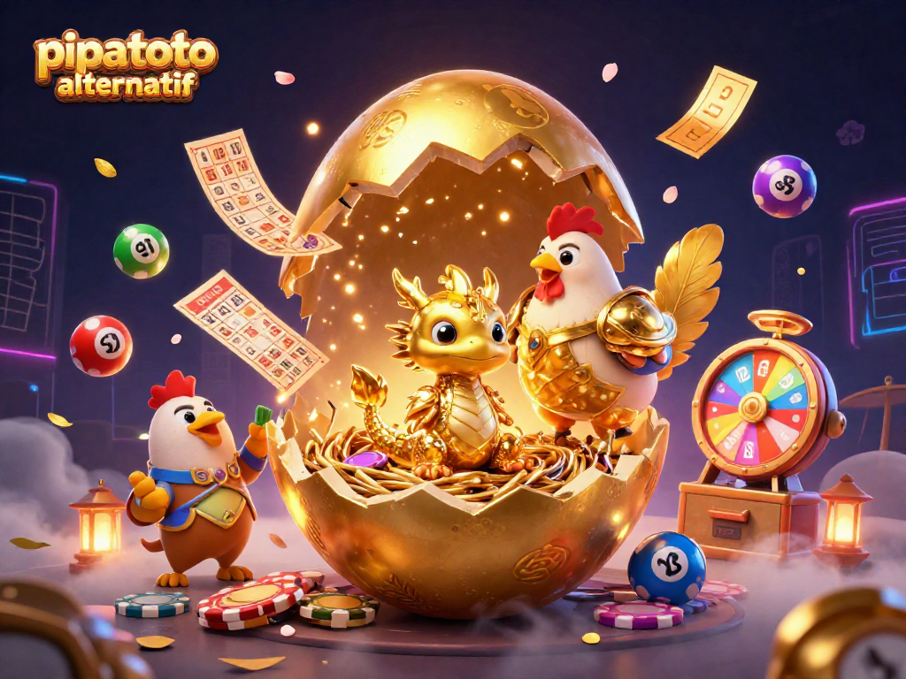Pipatoto alternatif reveals unique lottery and casino excitement with golden dragon and vibrant game elements.