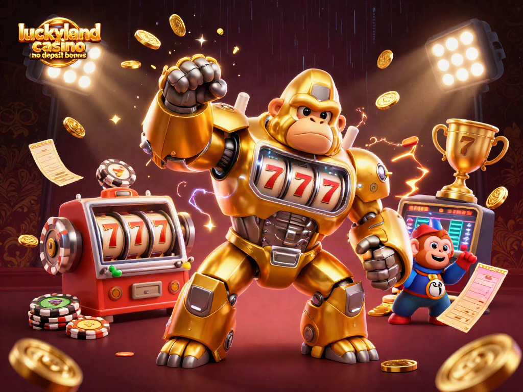 Experience the excitement of luckyland casino no deposit bonus with animated transformer's casino action.