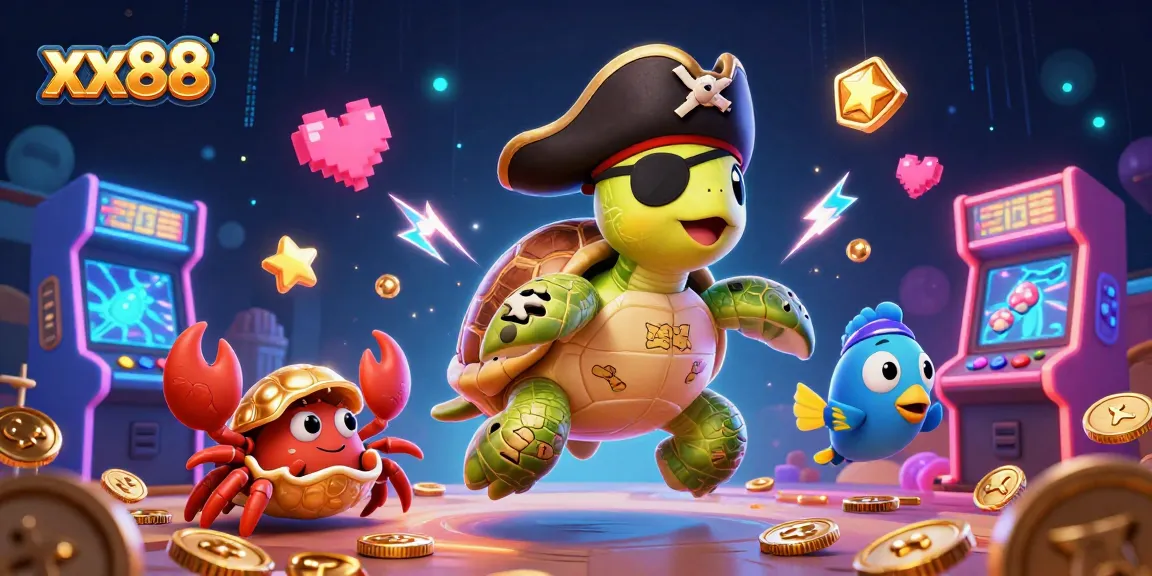 Experience exciting gameplay at xx88 with colorful characters and casino gold surrounding dynamic arcade elements.