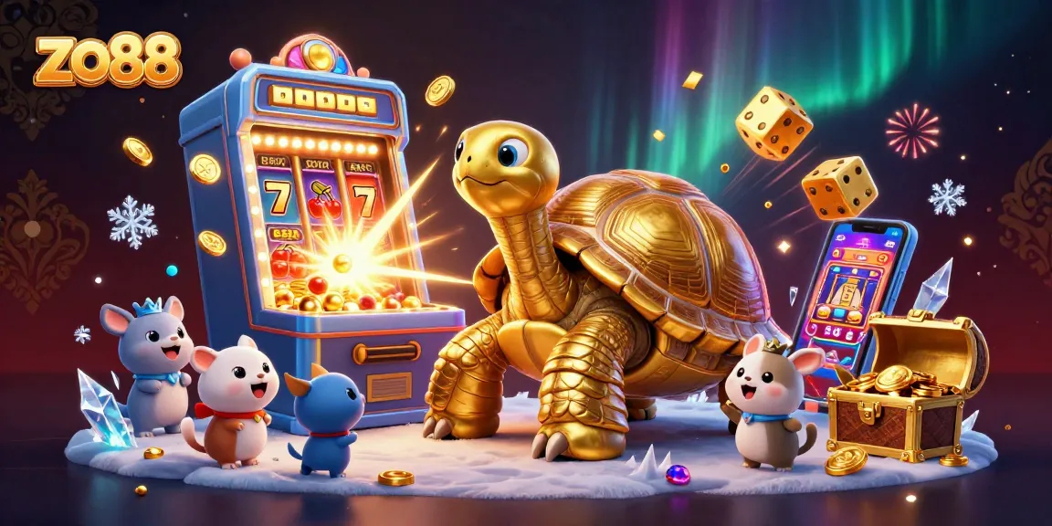 Spin to win at zo88, featuring a vibrant jackpot explosion with a colossal tortoise pinball machine.