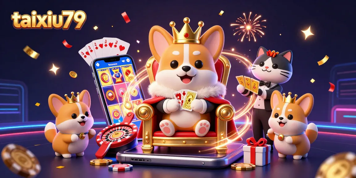 Play exciting games at taixiu79, where royal corgis rule the casino with vibrant slots and poker!