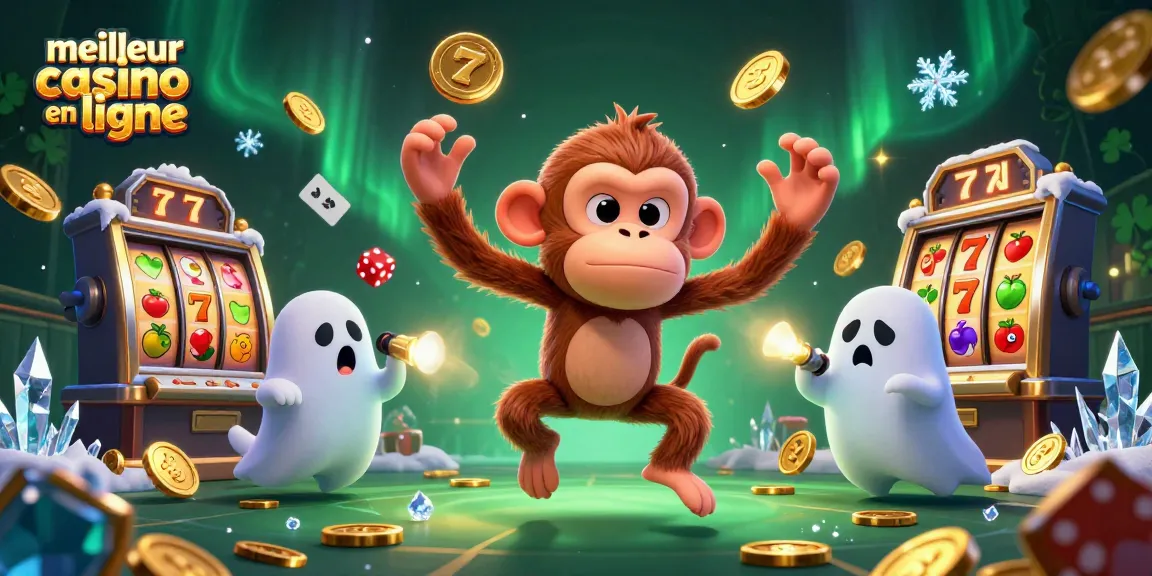 Jouez aux machines à sous avec le meilleur casino en ligne entouré de pièces et symboles.