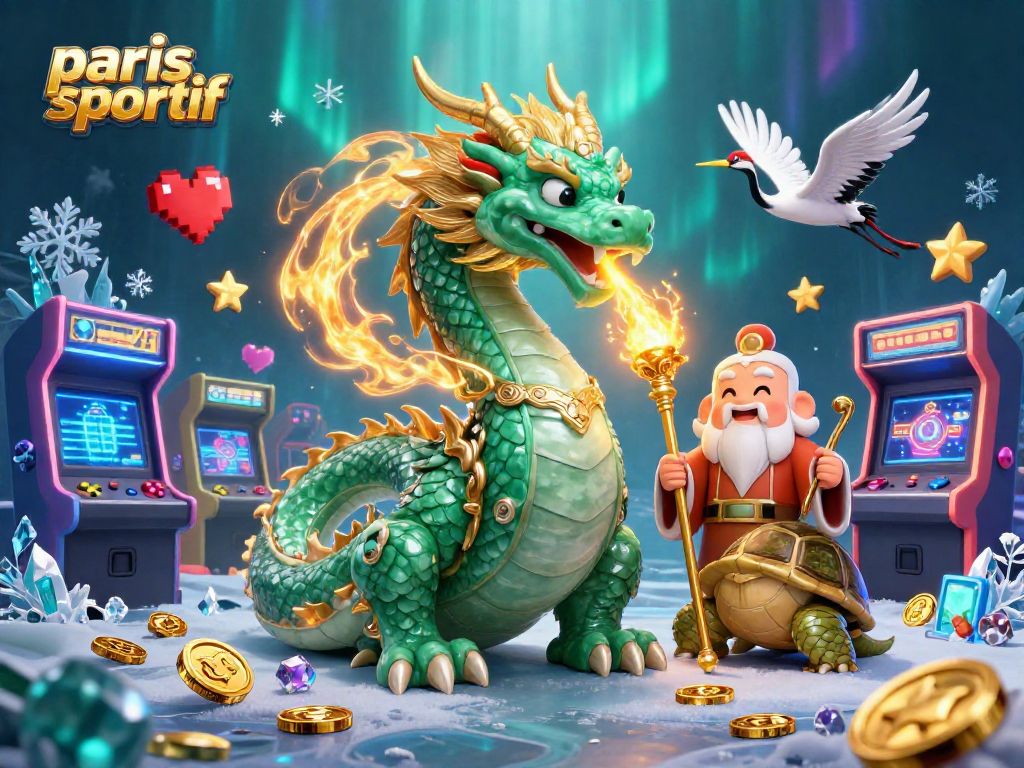 Pariez sur paris sportif grâce à des dragons et des éléments de jeu colorés, sous des lumières féeriques.