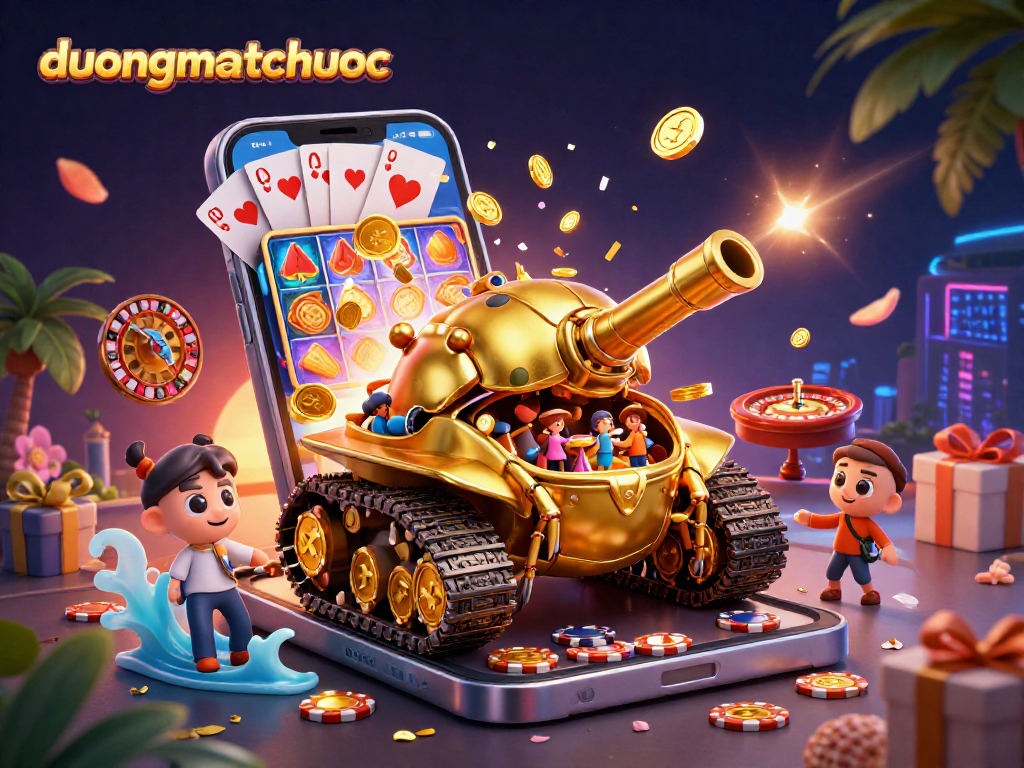 Play duongmatchuoc with excitement in a vibrant 3D casino world of golden beetles and confetti.