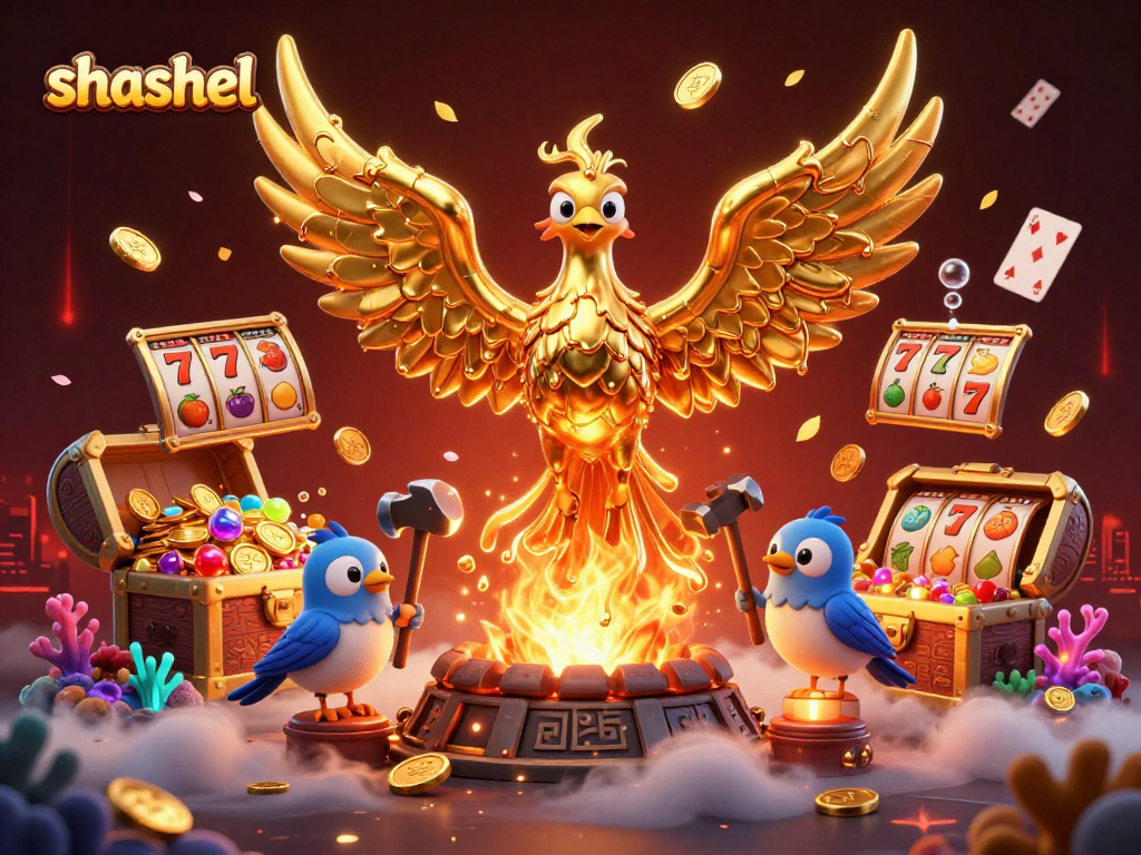 Experience the thrill of shashel casino games with vibrant graphics and immersive golden phoenix character.