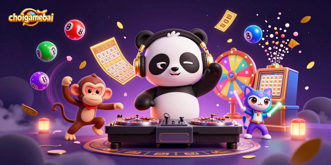 Join the fun at choigamebai with DJs, dancing monkeys, and colorful lottery balls filling the air!