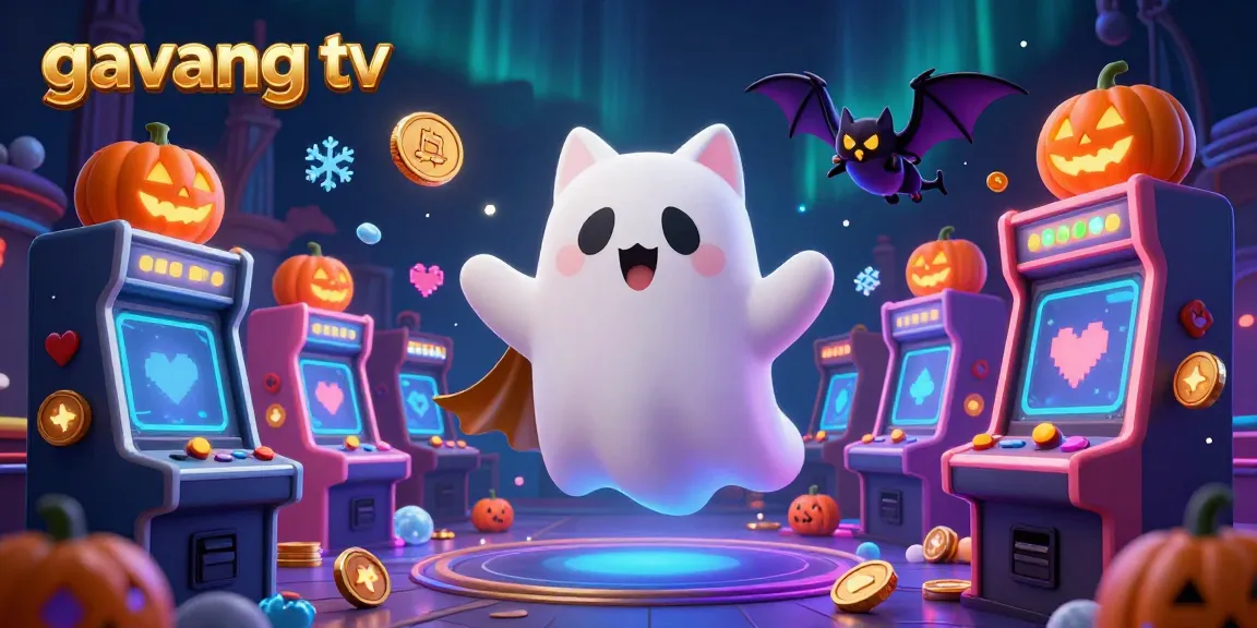 Experience the thrill of gambling with Gavang TV's captivating 3D illustration featuring a ghost cat in a haunted casino.