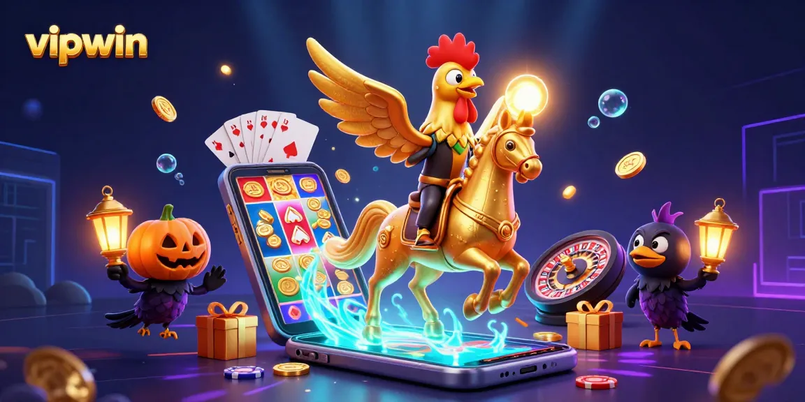 Experience thrilling gameplay at vipwin with a golden rooster in a magical casino environment.
