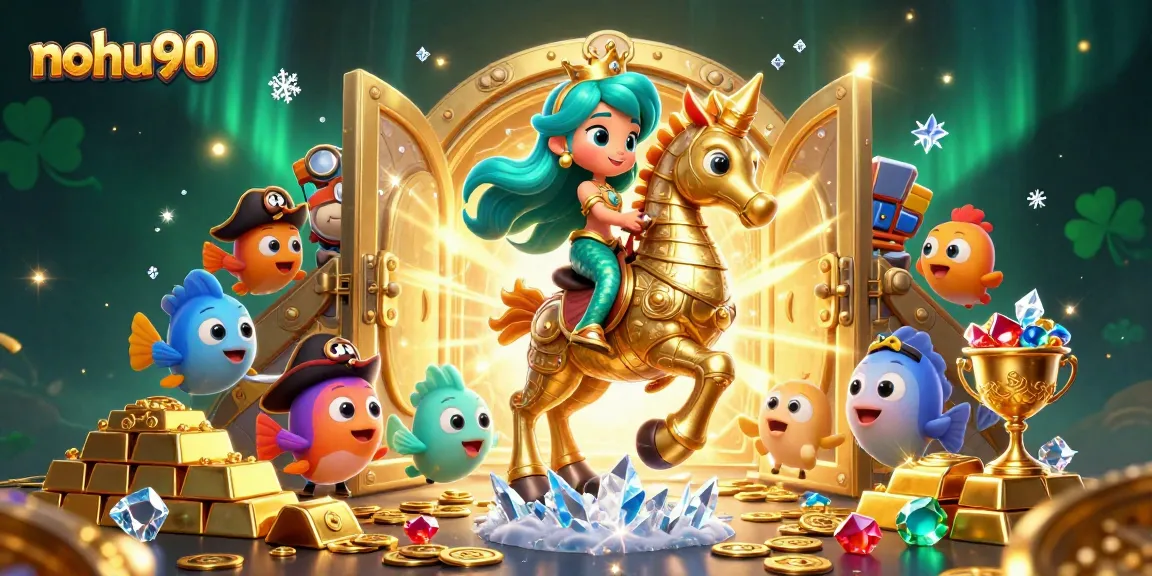 Nohu90 transports players into an exciting fantasy world with a mermaid princess, treasure, and vibrant characters.