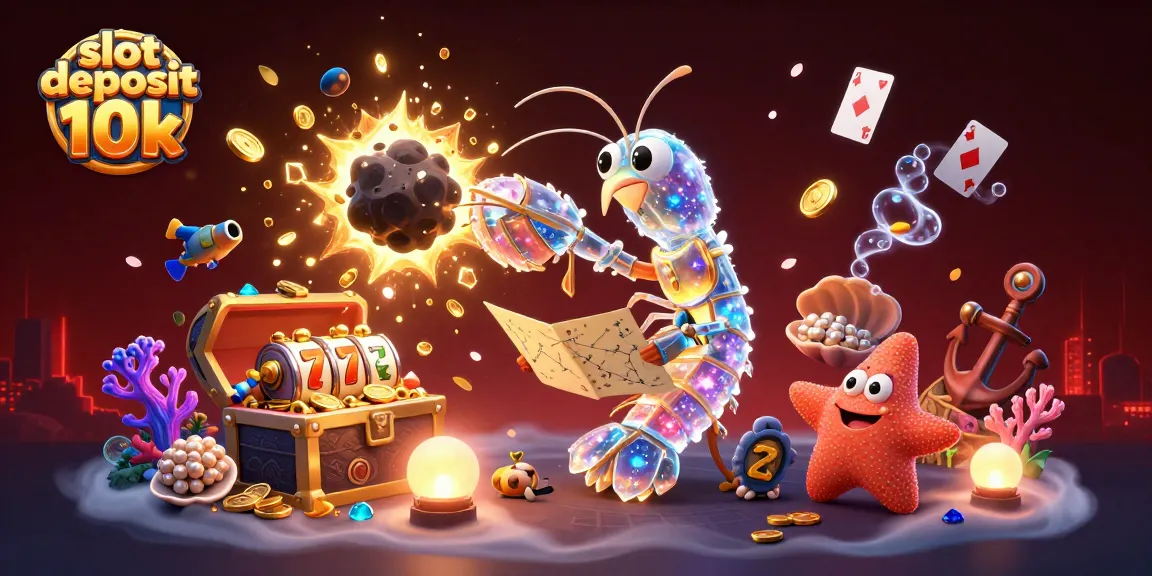 Experience the thrill of slot deposit 10k with colorful gems, coins, and vibrant characters in a dynamic casino setting.