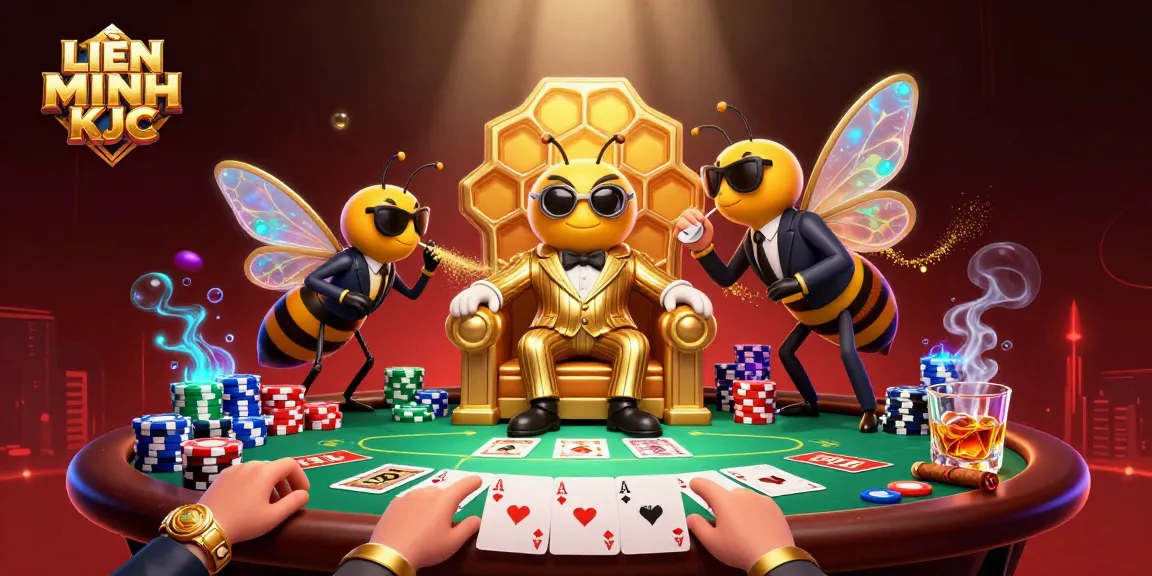 Experience the thrill of gambling with LIÊN MINH KJC in this vibrant casino illustration.