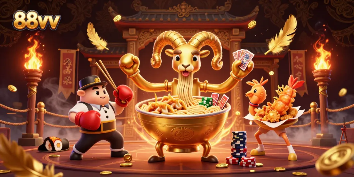 Experience the excitement of 88vv with its vibrant casino characters in a 3D digital scene.
