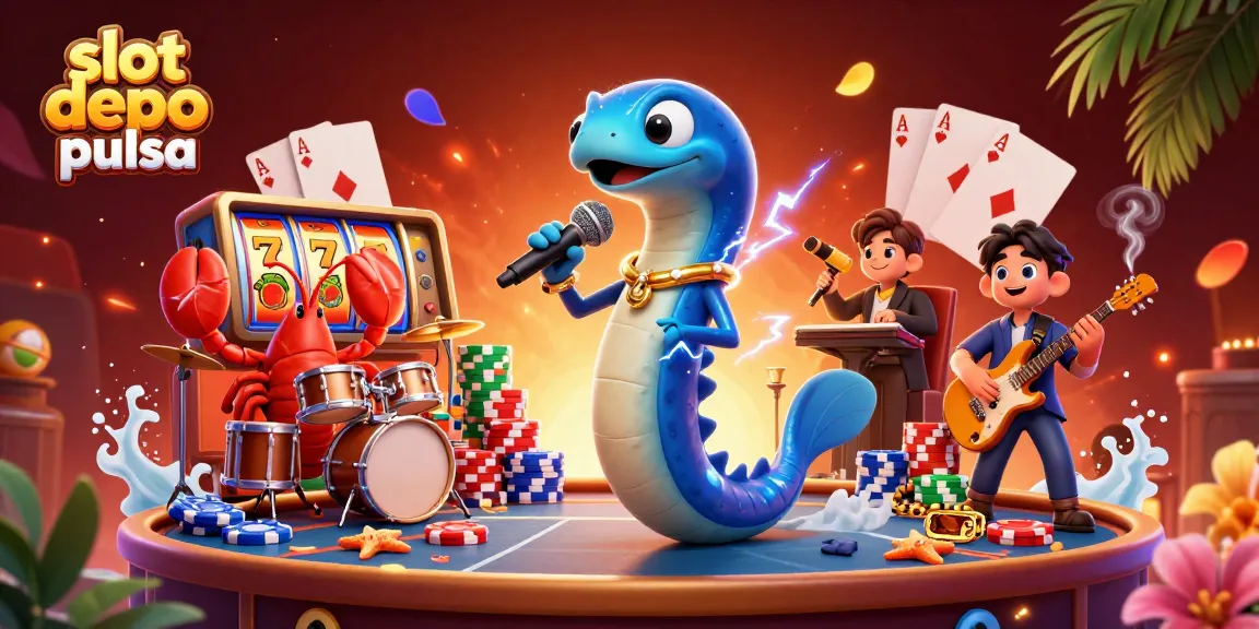 Engage with slot depo pulsa through an exciting underwater casino scene with vibrant characters and rich game elements.