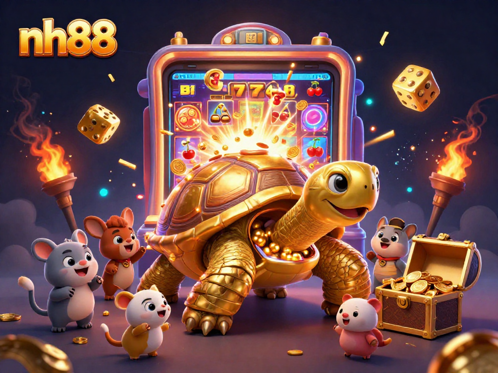 Experience thrilling gameplay at nh88 with a 3D colossal tortoise pinball machine surrounded by slot excitement.