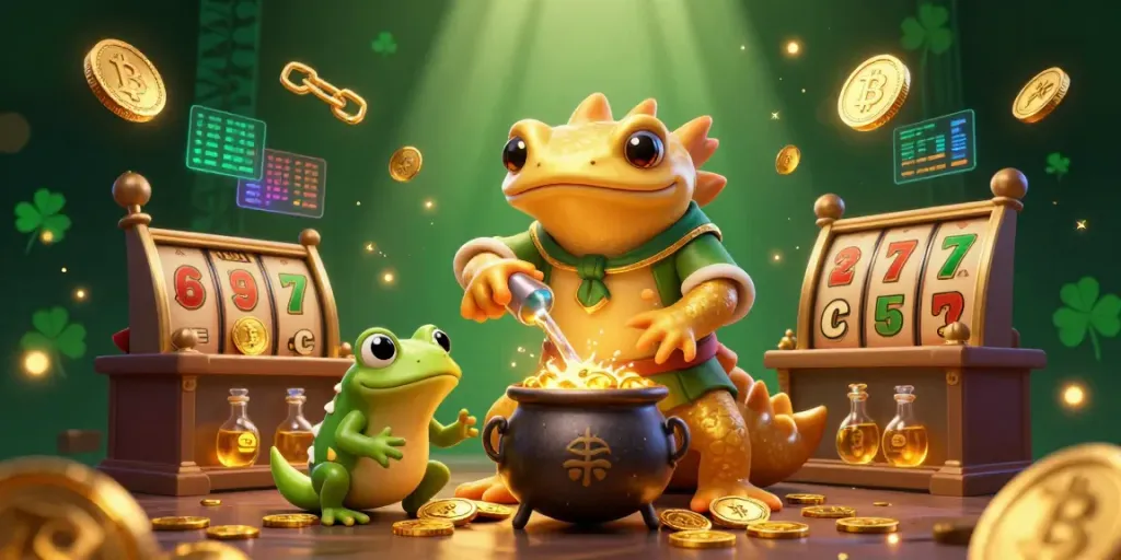 Experience winning excitement at the best australia online casinos with a whimsical alchemist scene.