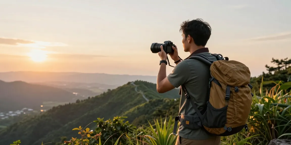 NAGA2000 traveler capturing unforgettable mountain memories at sunset.