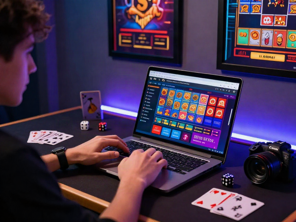 Exciting situs toto online gambling experience with gaming visuals and accessories.
