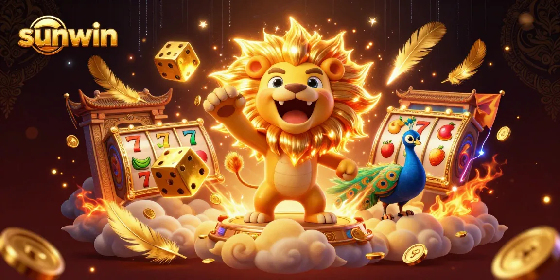 Experience the thrilling sunwin slots adventure with vibrant characters amidst dynamic casino elements.