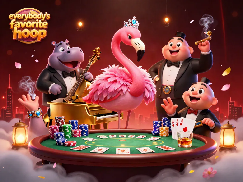 Experience the excitement of everybody's favorite hoop in a lively casino scene with vibrant characters.