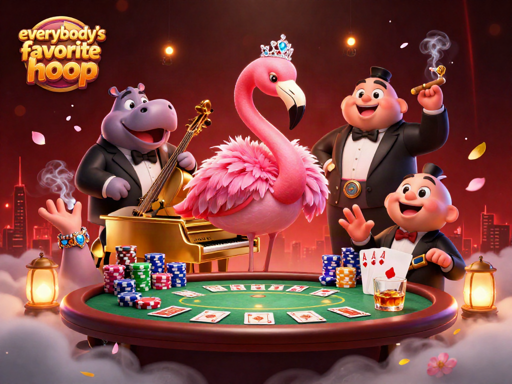 Experience the excitement of everybody's favorite hoop in a lively casino scene with vibrant characters.