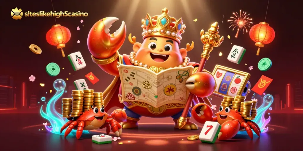 Discover exciting rewards at siteslikehigh5casino with a golden emperor and vibrant gaming elements.