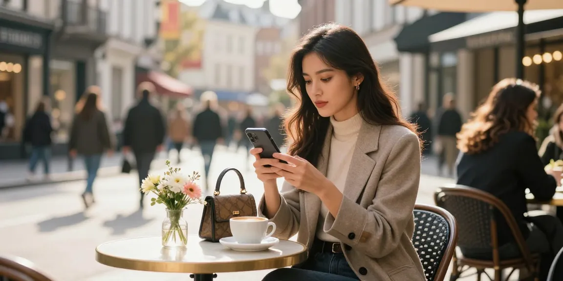 Một cô gái gọi thanh lịch đang thưởng thức cà phê tại quán cafe với phong cách hiện đại.
