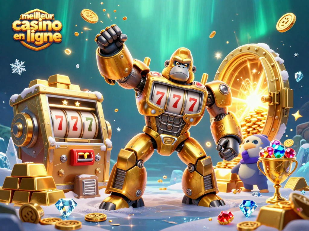 Découvrez le meilleur casino en ligne avec cette illustration dynamique de jeux et jackpots.