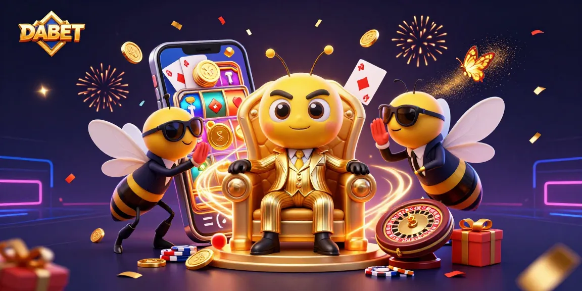 DABET players engage with exciting casino games amid vibrant golden visuals and dynamic effects.