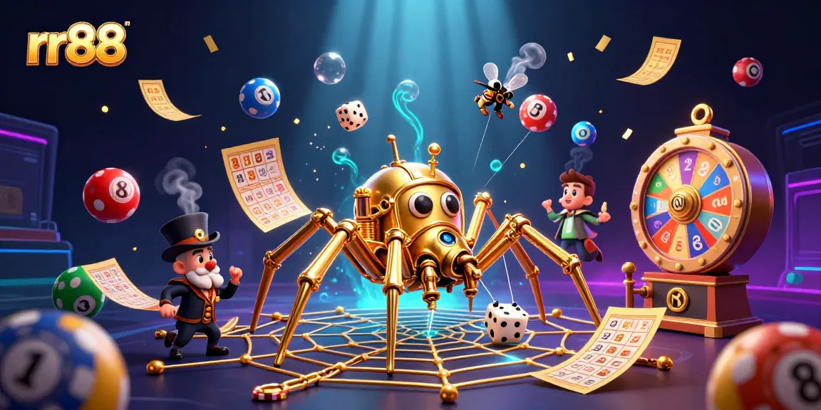 Experience thrilling gameplay at rr88 with a steampunk spider's web of colorful lottery elements.