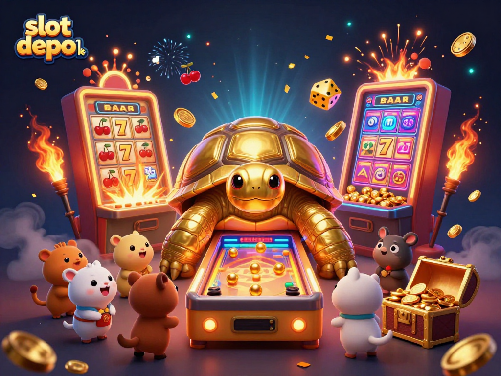 Experience excitement with slot depo 1k in this immersive casino-themed illustration.