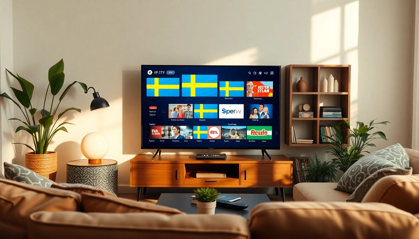 Enjoy high-quality iptv Sweden entertainment in a cozy living room setup.