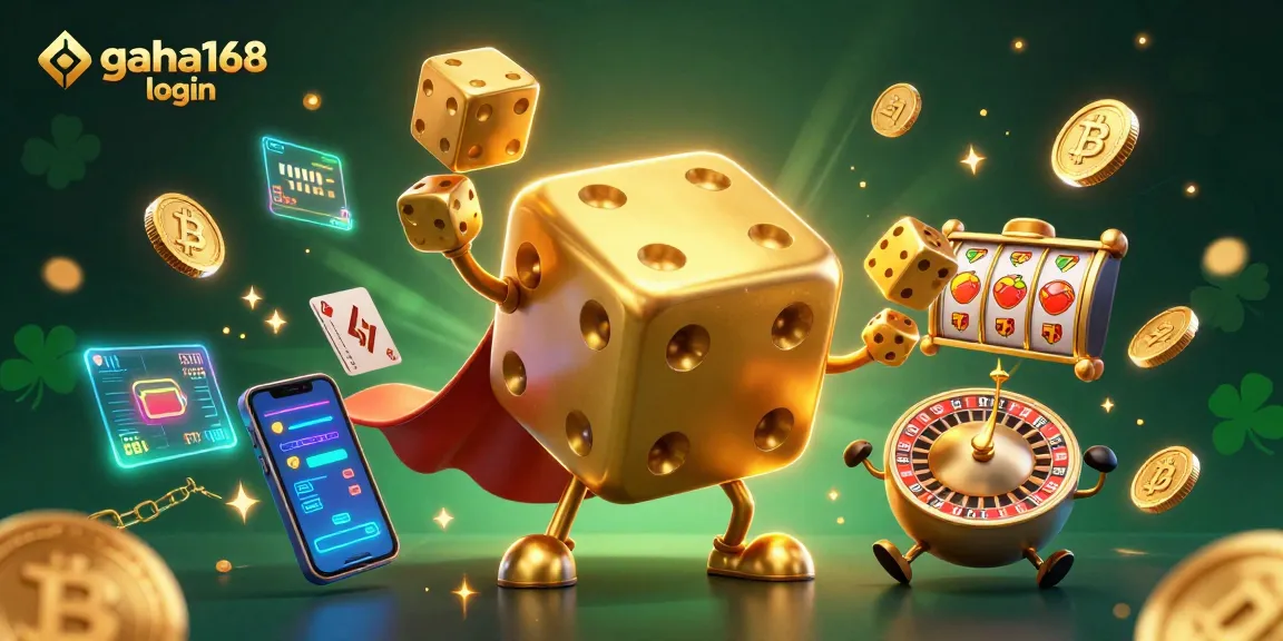 Engage with the gacha168 login interface, witnessing a captivating 3D casino scene filled with golden dice and crypto elements.