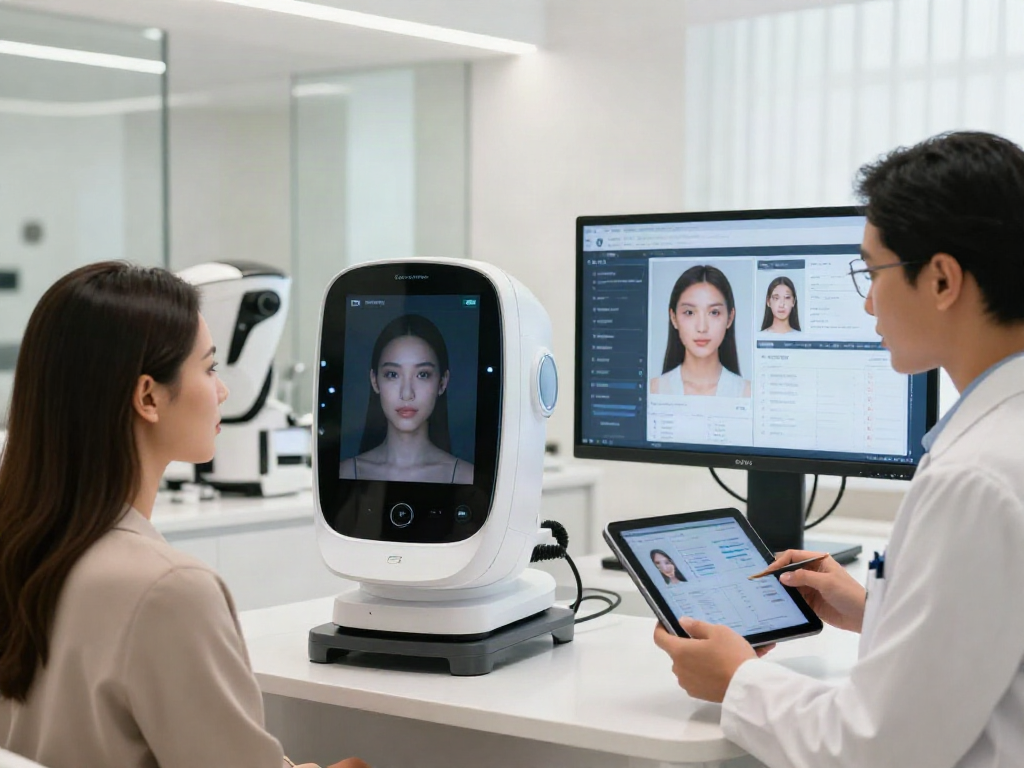 Exploring Alternatives to QOVES with advanced beauty analysis technology in a modern clinic.