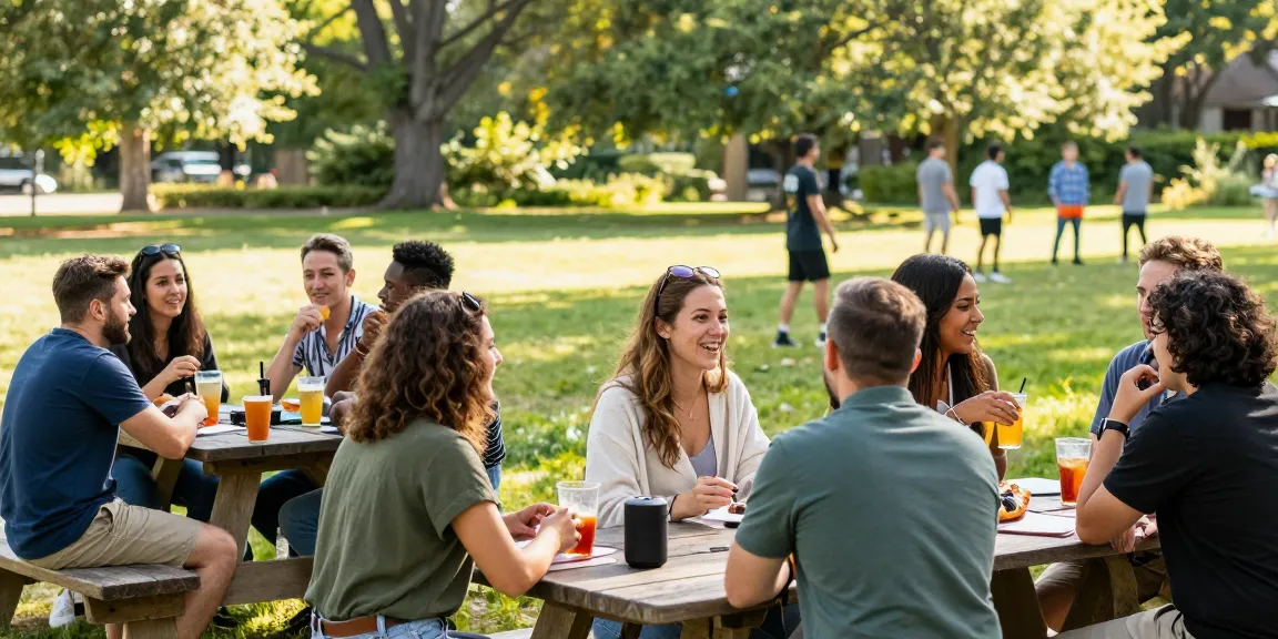 Singles enjoying outdoor dating experiences in a lively park setting, fostering genuine connections.