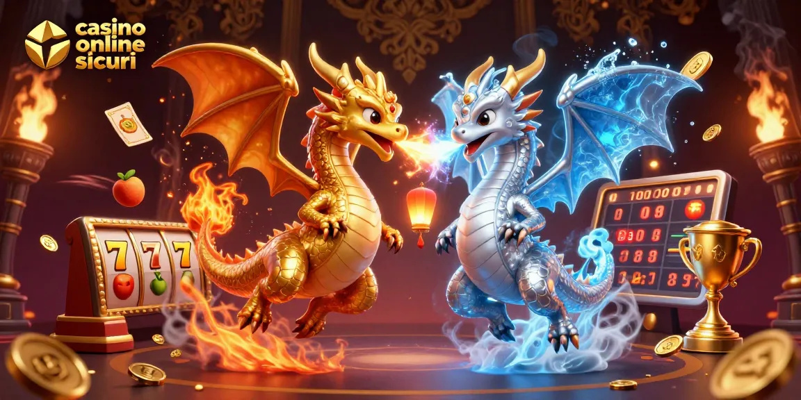 Gioca nei migliori casino online sicuri con draghi fantasy e elementi di slot tra luci e trofei.