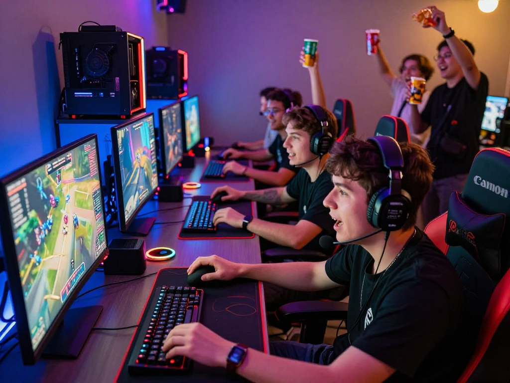 Suasana permainan delapan toto dalam sesi permainan multiplayer yang ramai.