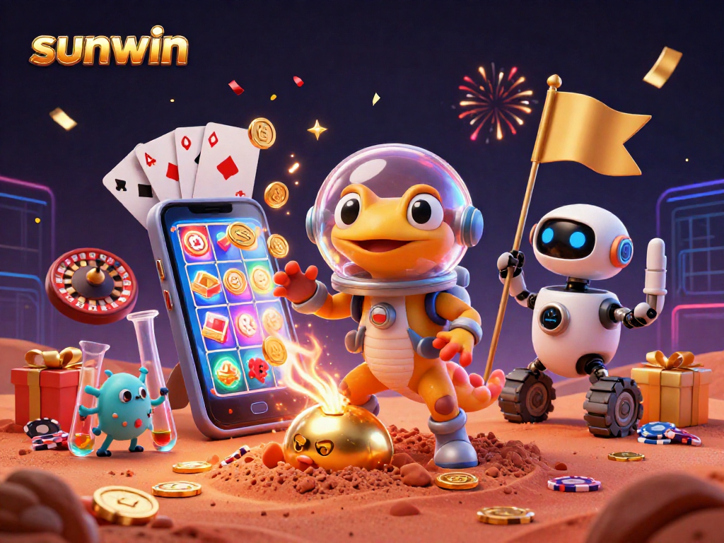 sunwin engages players with thrilling slot games amidst a vibrant cosmic celebration.