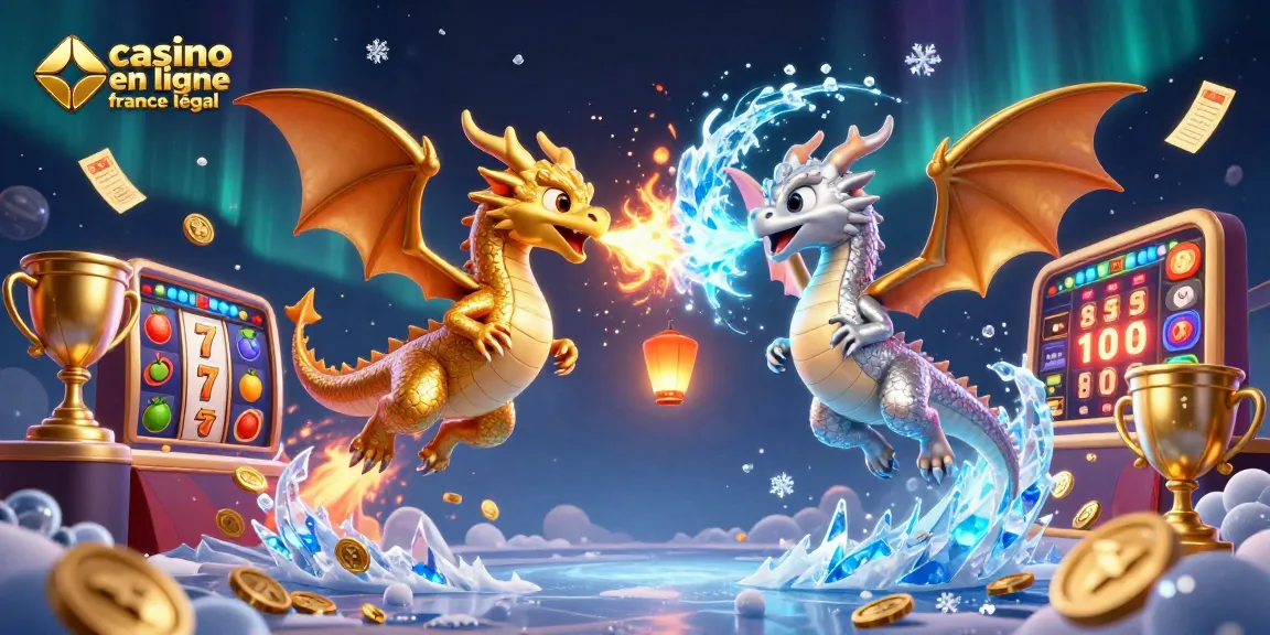 Casino en ligne France légal : illustration 3D dynamique de dragons et machines à sous