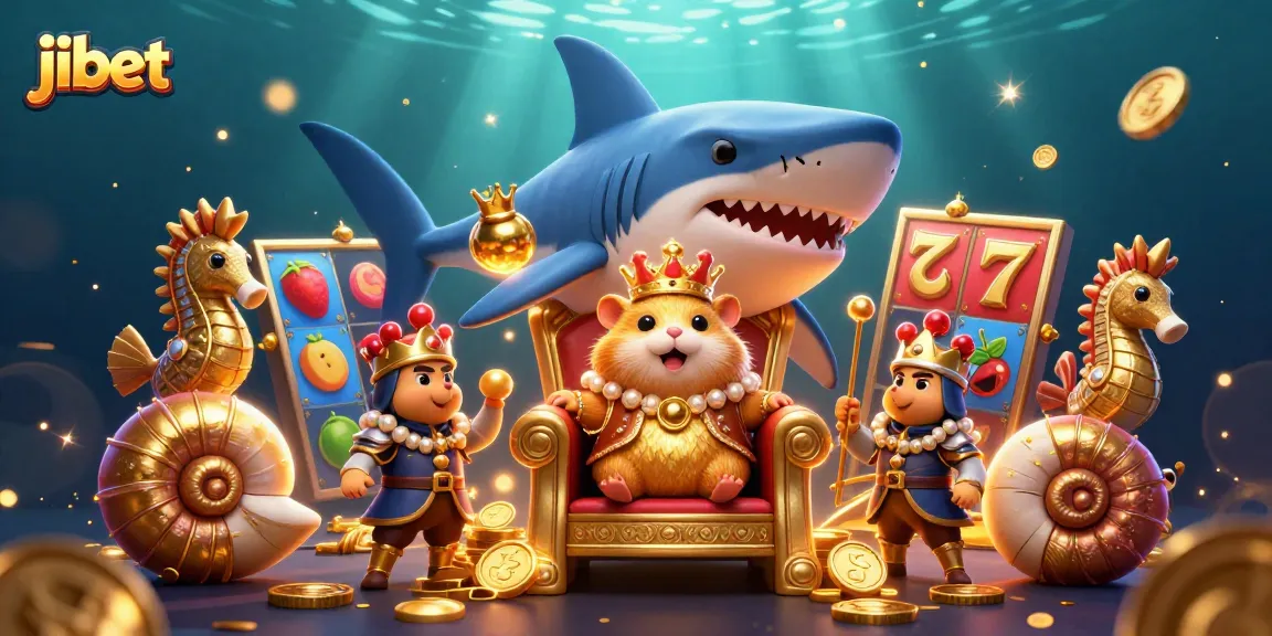 Spin the reels at jibet while enjoying a vibrant underwater casino scene with unique characters and elements.
